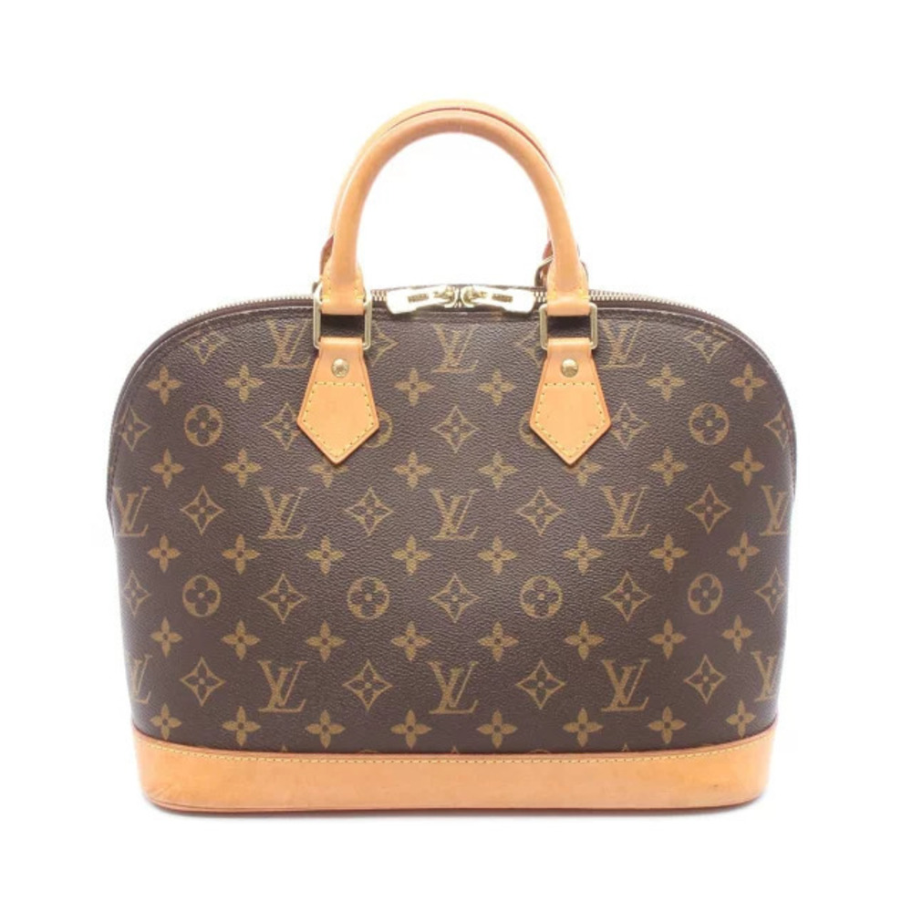 Louis Vuitton Alma Monogram Top Handle Bag Canvas Leather Brown
